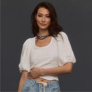 NWT Anthropologie Elegant White Textured Women's Top